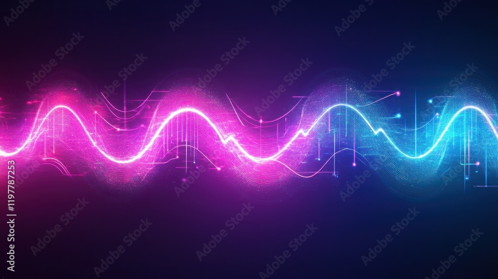 A vibrant digital representation of sound waves in pink and blue hues. A vibrant digital representation of sound waves in pink and blue hues.