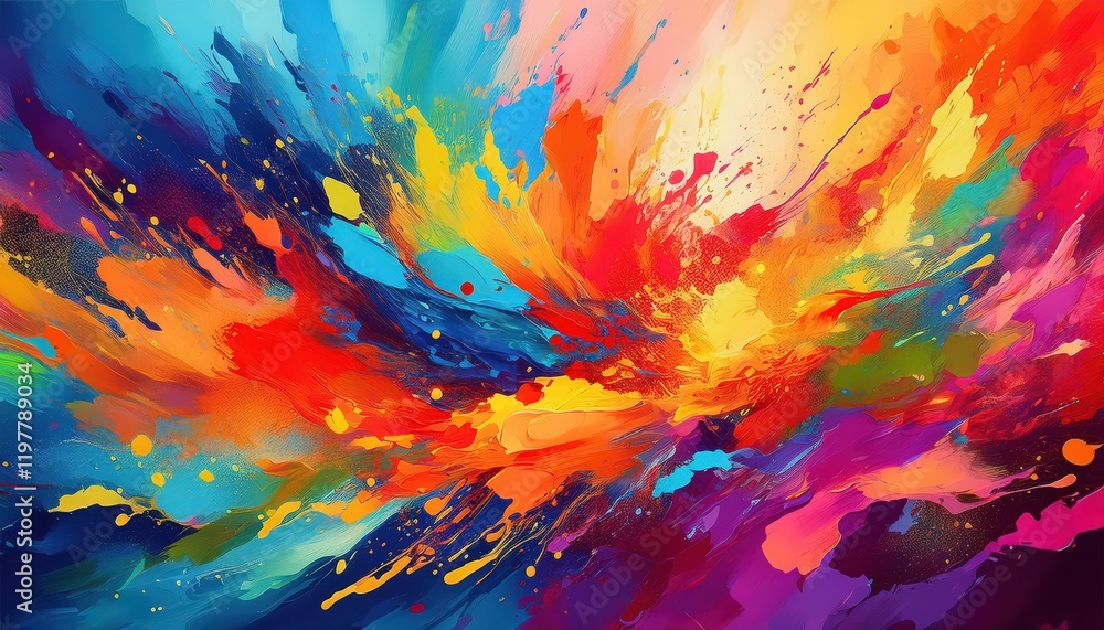 custom made wallpaper toronto digitalEnergetic Abstract Painting with Vibrant Splatters and Colorful Chaos Artistic Expression of Movement and Energy