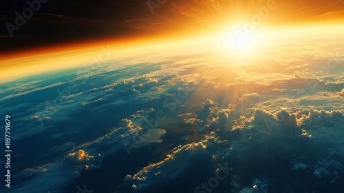Fototapeta Naklejka Na Ścianę i Meble -  Majestic Sunrise Over Earth: A Breathtaking Celestial View