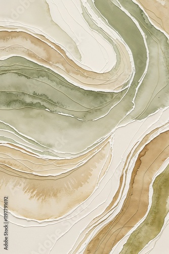 Modern Abstract Green Beige Watercolor Wall Art Canvas Print
