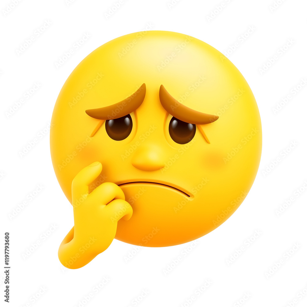 Fototapeta premium Thinking Emoji Face - 3D Illustration