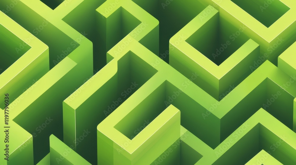 Intricate Green Geometric Maze Design: A Stunning Abstract Architectural Pattern Intricate Green Geometric Maze Design: A Stunning Abstract Architectural Pattern
