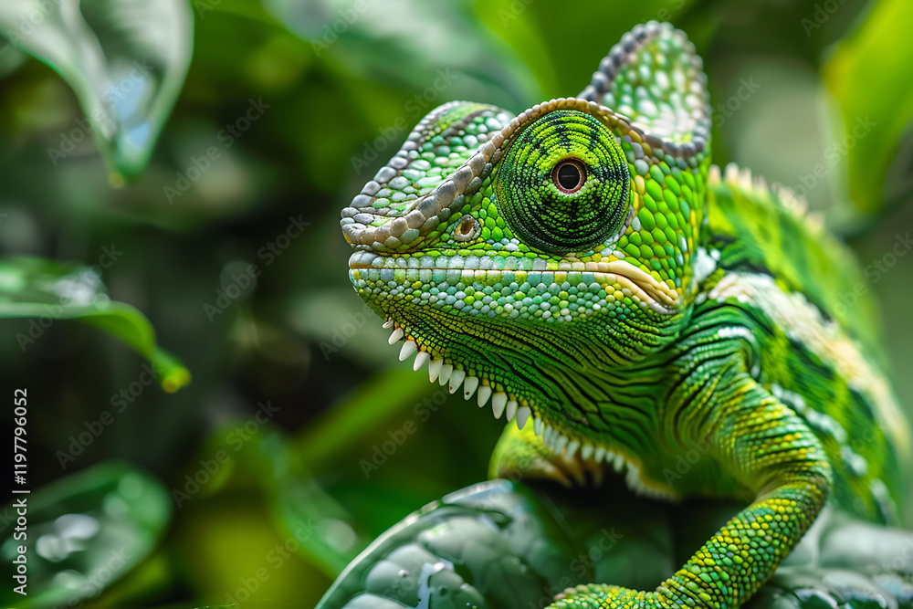 Fototapeta premium Green Chameleon Close Up