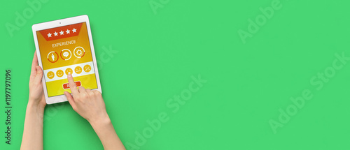Woman with tablet computer ...