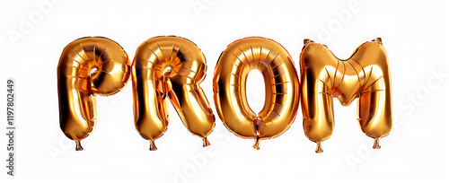 Golden Balloon Letters Spelling 'PROM'
