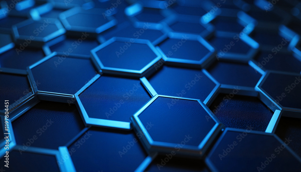 Hexagonal patterns in blue and black background Hexagonal patterns in blue and black background