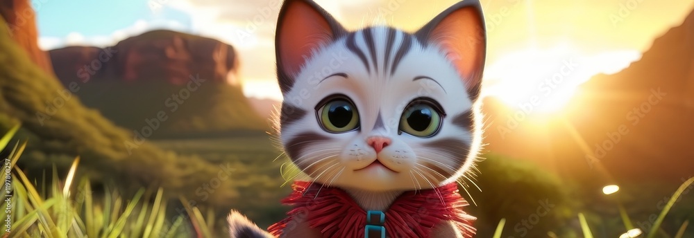 Obraz premium Kitten in Aboriginal Costume: 