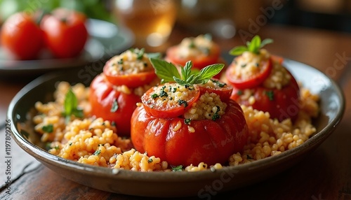 A meticulously styled presentation of Yemista.