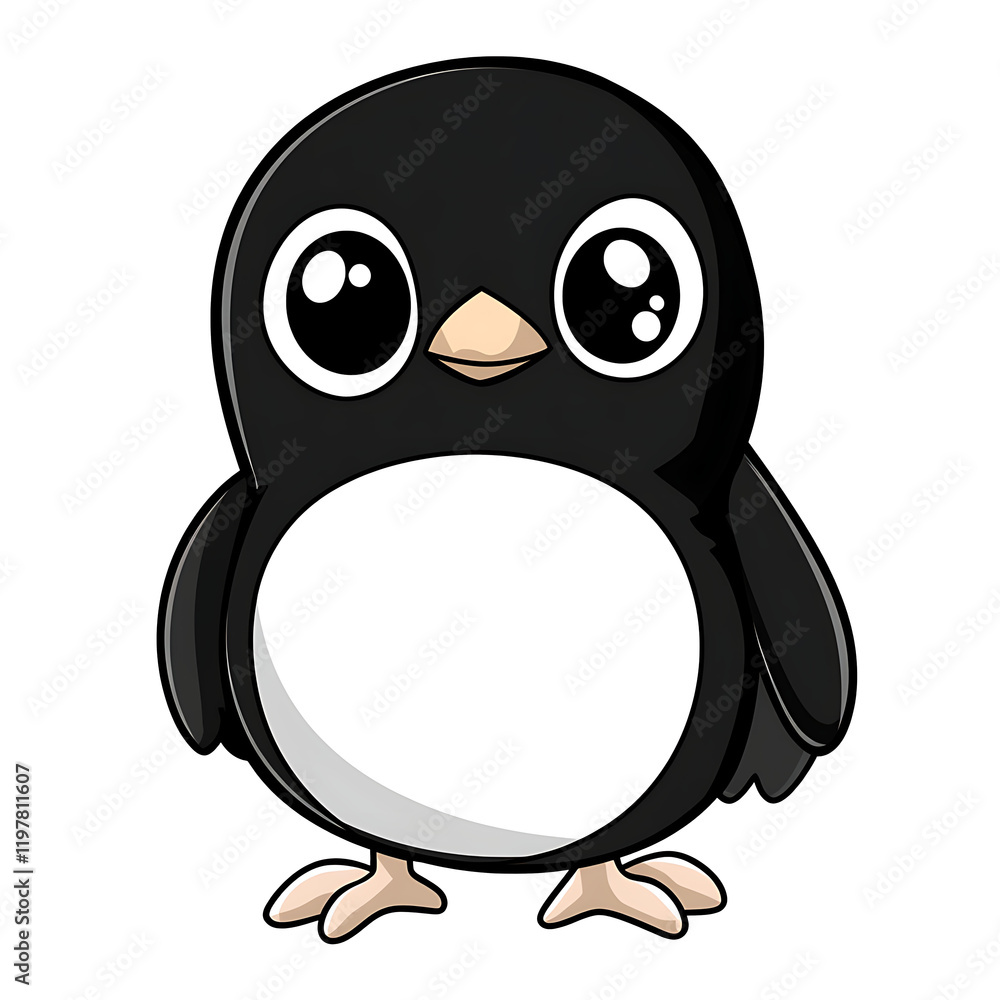 Obraz premium Black and white bird isolated on white background.PNG