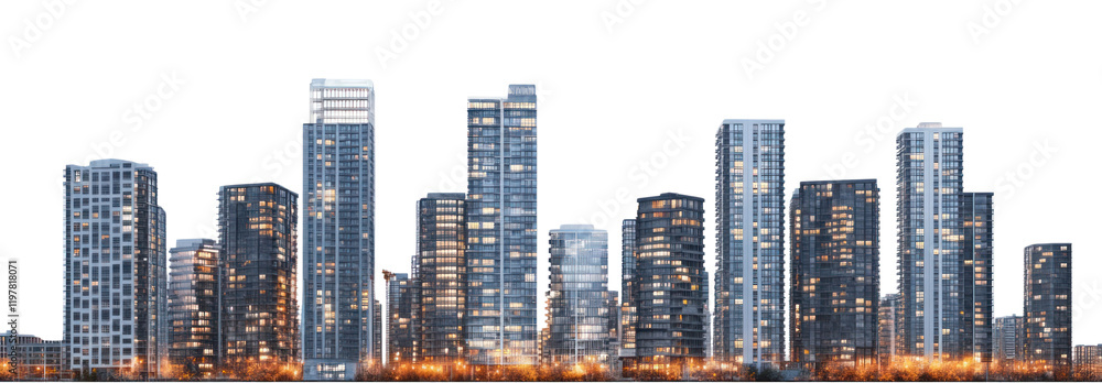 PNG Highrise buildings at dusk architecture cityscape landscape. PNG Highrise buildings at dusk architecture cityscape landscape.