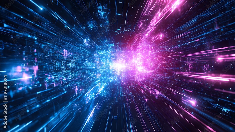 Futuristic digital data stream, neon glow, cosmic background, tech concept Futuristic digital data stream, neon glow, cosmic background, tech concept