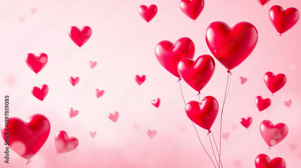 Dreamy Valentine's Day Background with Heart Balloons and Soft Pink Gradient Dreamy Valentine's Day Background with Heart Balloons and Soft Pink Gradient