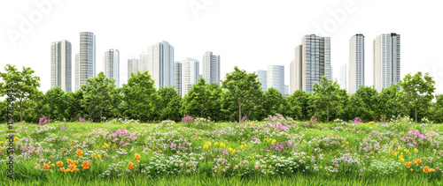 Fototapeta Naklejka Na Ścianę i Meble -  PNG Modern Eco city flowers architecture cityscape.