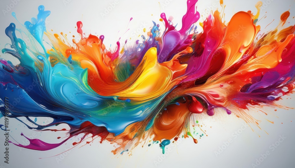 Vibrant Abstract Paint Splatter on Clean White Background A Stunning Display of Colors and Textures Vibrant Abstract Paint Splatter on Clean White Background A Stunning Display of Colors and Textures