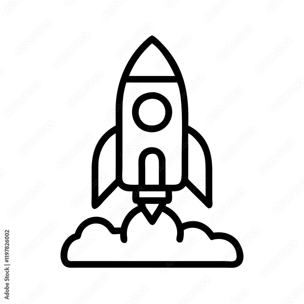 Rocket icon representing space exploration in a minimalist design
Rocket icon representing space exploration in a minimalist design