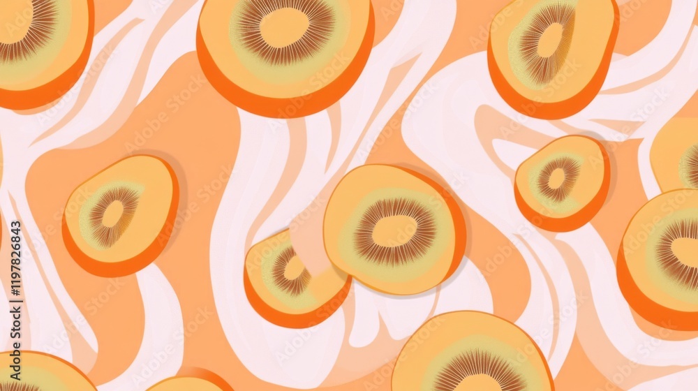 Stunning Kiwi Slices Pattern on an Abstract Background, a Vibrant Fruit Design for Home Decor Stunning Kiwi Slices Pattern on an Abstract Background, a Vibrant Fruit Design for Home Decor