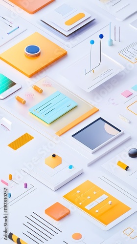 Wallpaper Mural An interactive product prototype portfolio mockup, showcasing a variety of product designs and their digital interfaces Torontodigital.ca