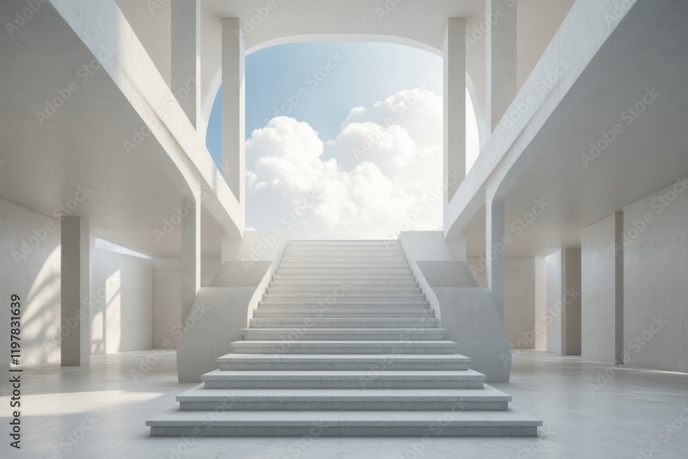 Obraz premium a stairway leads to a bright sky and clouds