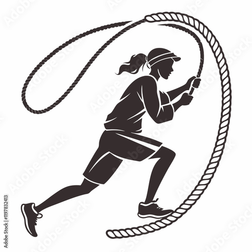 Creative sports icon rope skipping vector illustration