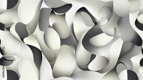 Abstract Black and White Design with Intricate Geometric Forms and Patterns