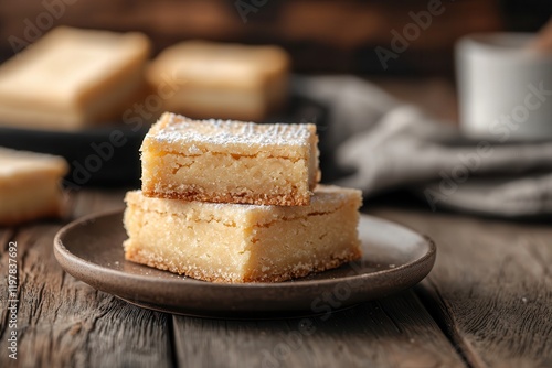 Deliciously crafted freshly baked scottish shortbread coo local bakery food photography rustic kitchen close-up view culinary delight photo