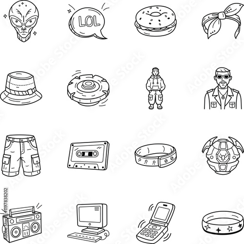 Collection of Hand Drawn Y2k Icons 