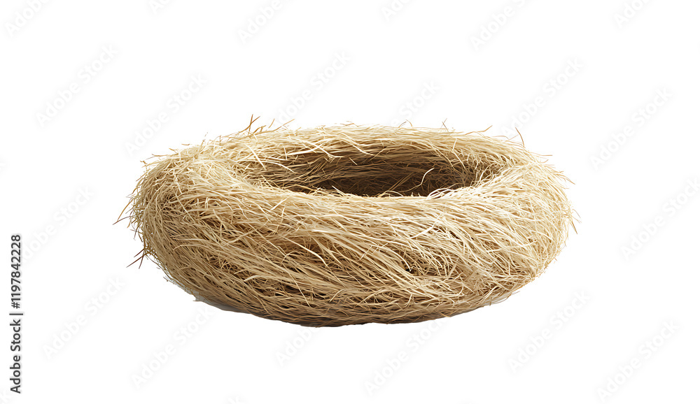 Fototapeta premium A birds nest made of straw isolated white background PNG.AI GENERATED