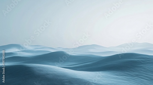 An expansive view of tranquil rolling blue dunes set against an open sky, capturing the essence of serenity and the endless possibilities of open spaces. photo