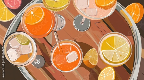 A Delightful Array of Summer Cocktails, Vibrant Citrusy Beverages, and Refreshing Fruit-Infused Drinks