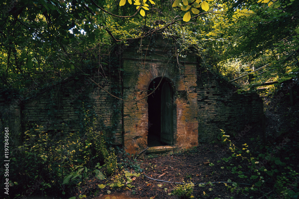 Overgrown Stone Entrance near Chateau Caumont Overgrown Stone Entrance near Chateau Caumont