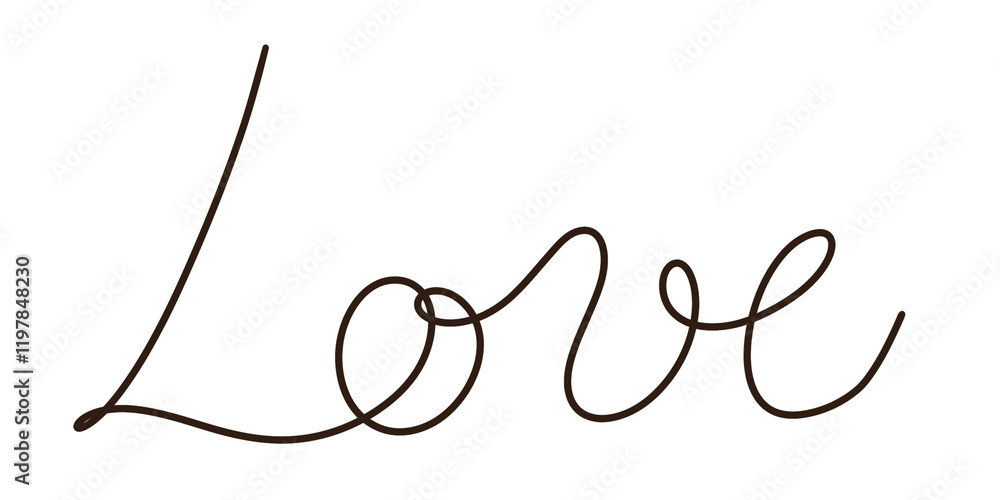 Continuous line art design of the word love created with elegant curves and fluid motion in a minimalistic style Continuous line art design of the word love created with elegant curves and fluid motion in a minimalistic style