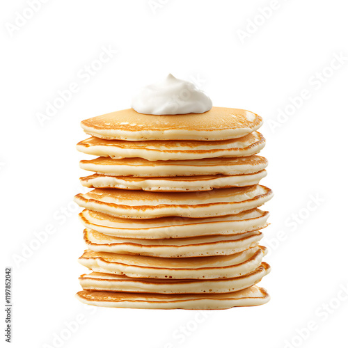 Fluffy ricotta pancakes stack clipart transparent background culinary delight kitchen close-up food art