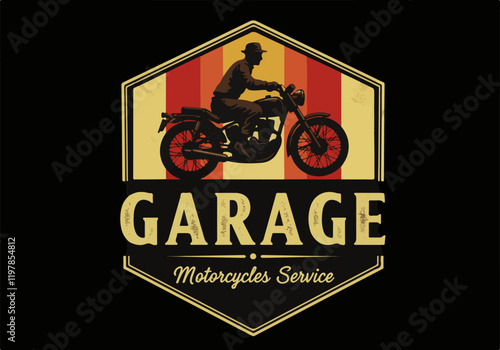 Motorcycle company vintage label. Vintage automotive sign. EPS 10 version.