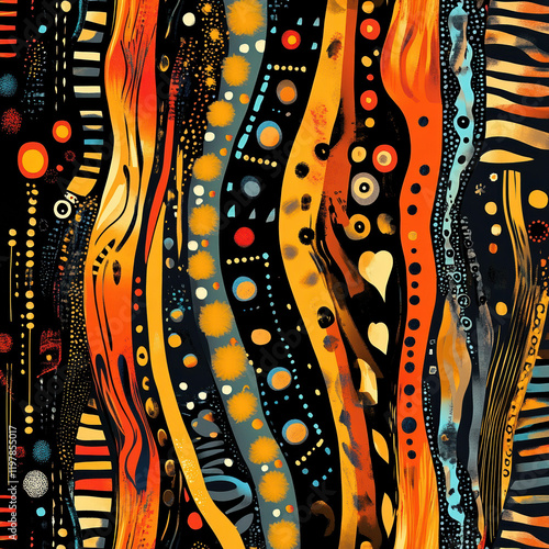 Abstract Tribal Colors and Patterns for Black History Month Celebration