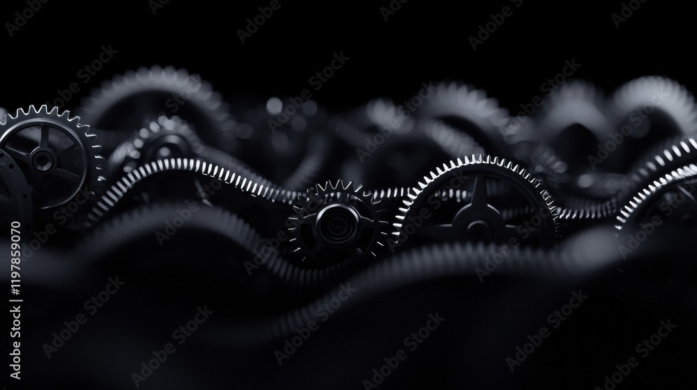 Obraz premium A close up of a row of gears with a black background
