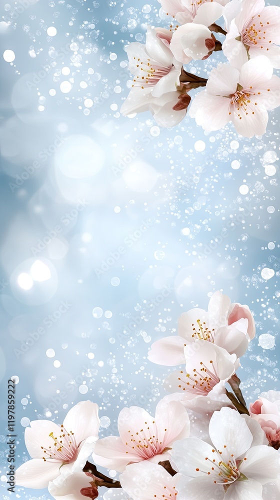 Delicate cherry blossoms showcase vibrant colors against a clear blue sky, offering ample space for adding personal text and messages. Delicate cherry blossoms showcase vibrant colors against a clear blue sky, offering ample space for adding personal text and messages.