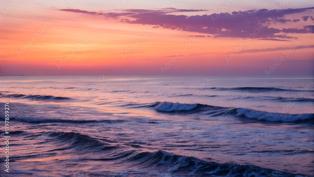 A serene seascape at sunset, with soft pastel hues painting the sky. Gentle waves lap at the shore, creating a tranquil and romantic atmosphere. A serene seascape at sunset, with soft pastel hues painting the sky. Gentle waves lap at the shore, creating a tranquil and romantic atmosphere.