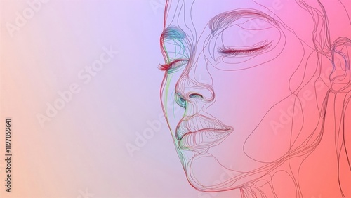 Abstract Line Art Portrait of a Woman