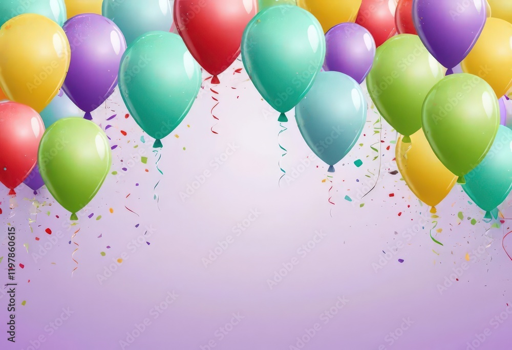 Colorful balloons and confetti on a gradient background. Colorful balloons and confetti on a gradient background.