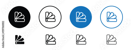 Set of 8 Swatch icons with 1 silhouette and 1 unexpanded vector inside, swatch icon ideal for showcasing color samples or fabric options