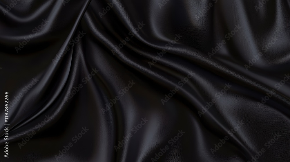 Obraz premium Stunning Black Silk Fabric Texture. A captivating and smooth fabric design for backgrounds, posters, and more. High-quality texture for graphic design projects.