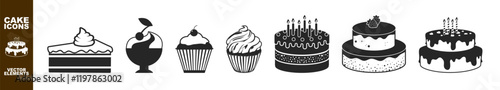 Cake and desserts  icon. Symbol of the holiday, birthday, festive cake with a candle on transparent background.