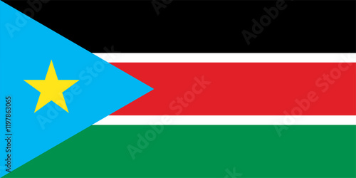 The flag of South Sudan, with accurate proportions and official colors.