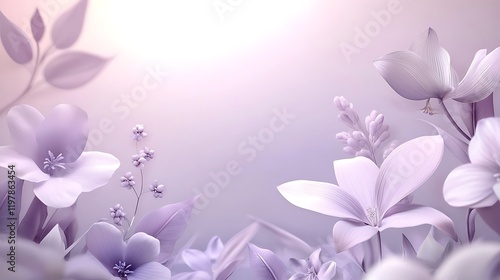 Pale Lavender Flowers and Delicate Leaves in Soft Light