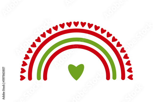 Red rainbow in flat style. Design element