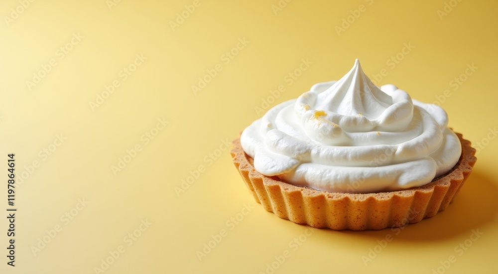 Cupcake with whipped cream on a yellow surface Cupcake with whipped cream on a yellow surface