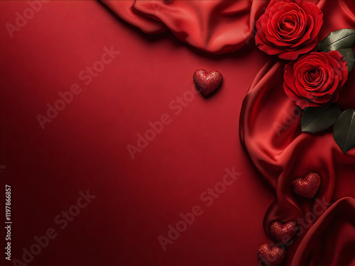 Vibrant Red Roses and Satin Ribbon in a Romantic Lighted Display