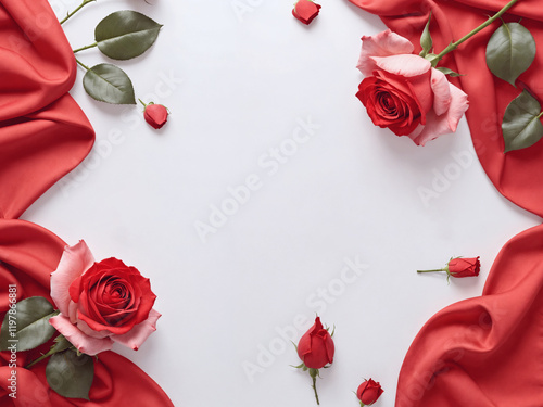 Red Roses with Satin Ribbon and Fairy Lights for a Romantic Occasion