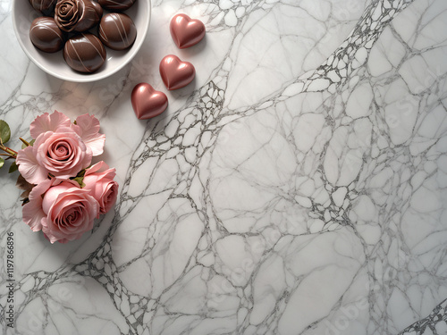 Satin Ribbon and Red Roses: A Romantic Scene with Fairy Light Glow