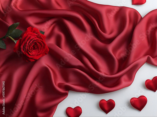 Passionate Red Roses with Satin Ribbon and Gentle Fairy Lights